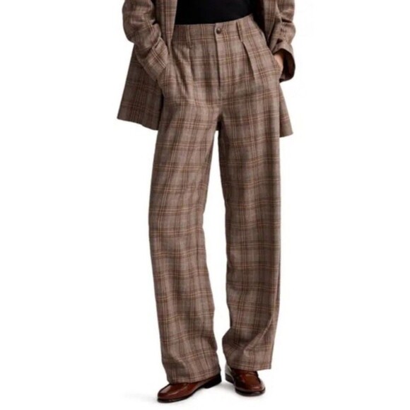 Women’s Madewell The Neale Straight Leg Pant in Ghent Plaid Size 4 Small Brown - Picture 1 of 6